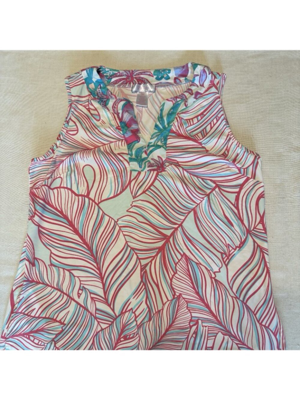 Stella Parker Leafy Print Sleeveless Shift Dress - Medium - Picture 4 of 5